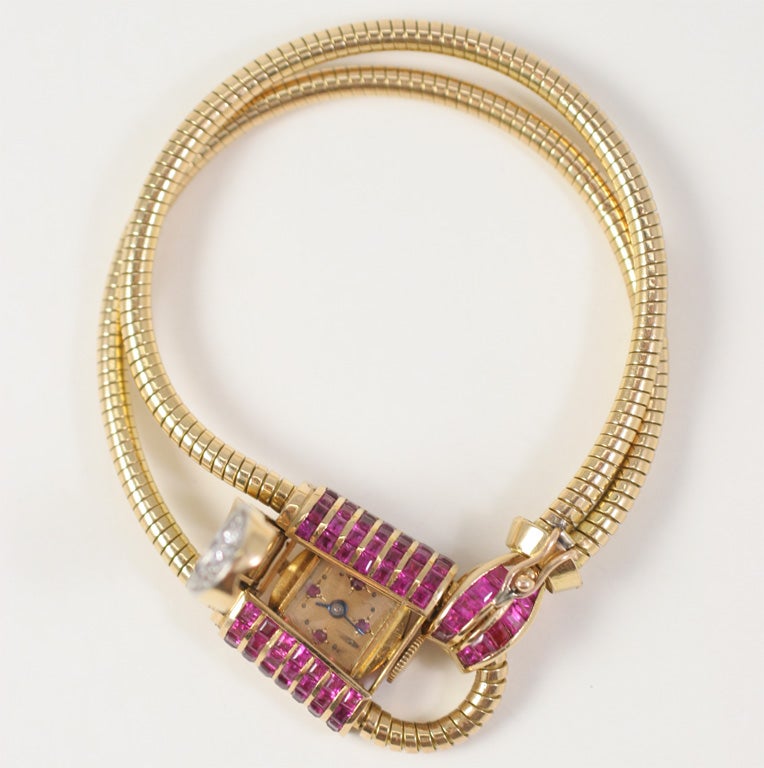 Retro, Ruby & Diamond Bracelet with Hidden Watch