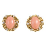 Beautiful and Delicate Coral "Angel Skin" Clip-On Earrings