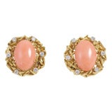 Beautiful and Delicate Coral "Angel Skin" Clip-On Earrings