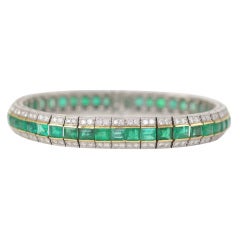 Emerald and Diamond "Railroad" bracelet