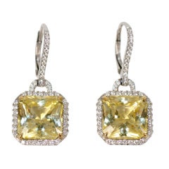 Saphir jaune & Boucles d'oreilles en diamant