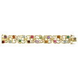 Italian 18K Gold Heavy Woven Bracelet with Semi-Precious Stones