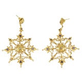 18kt Yellow Gold Snowflake Earrings