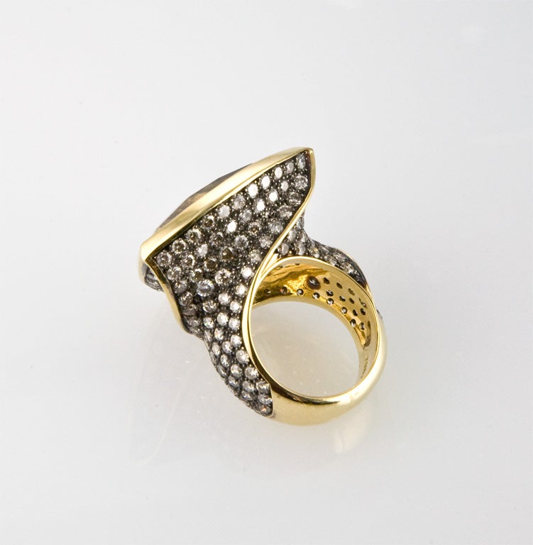 Fire Opal and Diamond Ring by Tony Duquette