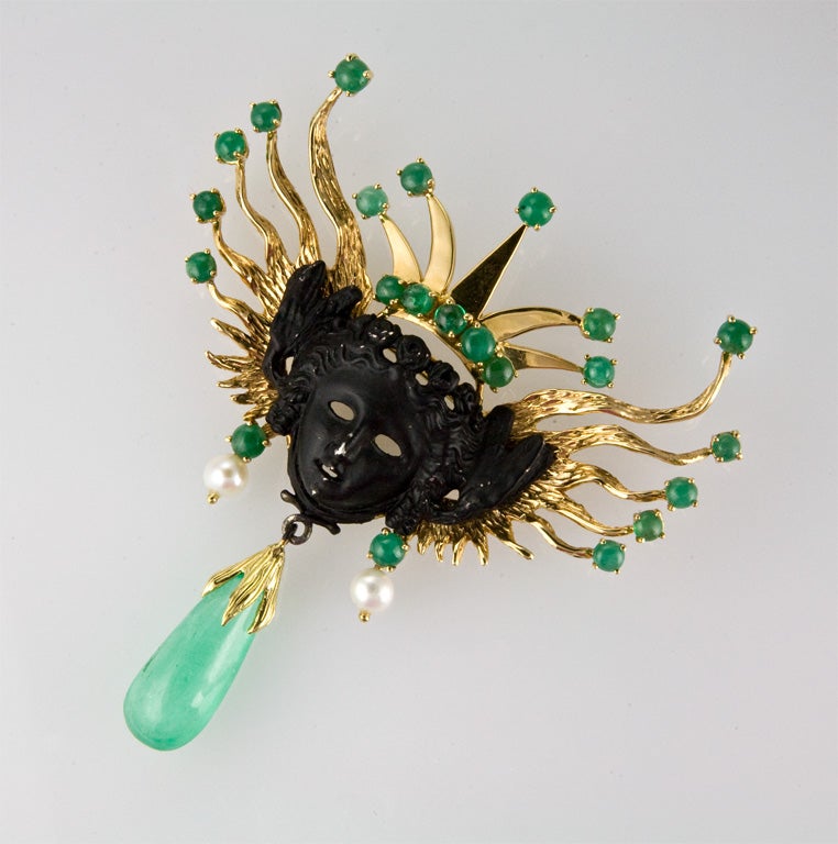 Broche ange d'émeraude