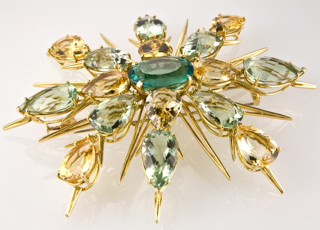 Fluorite, Green Amethyst and Citrine Bracelet in 18K Gold