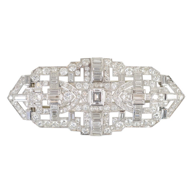 Art Deco Diamond Brooch For Sale