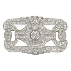 Platinum Diamond "Buckle" Brooch