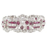 An Impressive Art Deco Ruby & Diamond Bracelet, 22 Cts, Platinum