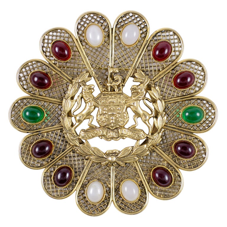 Hattie Carnegie "Coat of Arms" Brooch or Pendant For Sale at 1stdibs