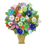 Stanley Hagler Multi Color Basket of Flowers Brooch