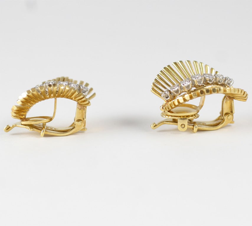 Women's Tiffany & Co 18kt Yellow Gold , White Gold & Diamond Earings