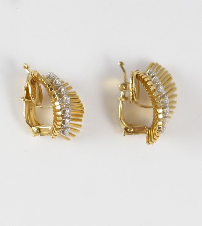 Tiffany & Co 18kt Yellow Gold , White Gold & Diamond Earings 1