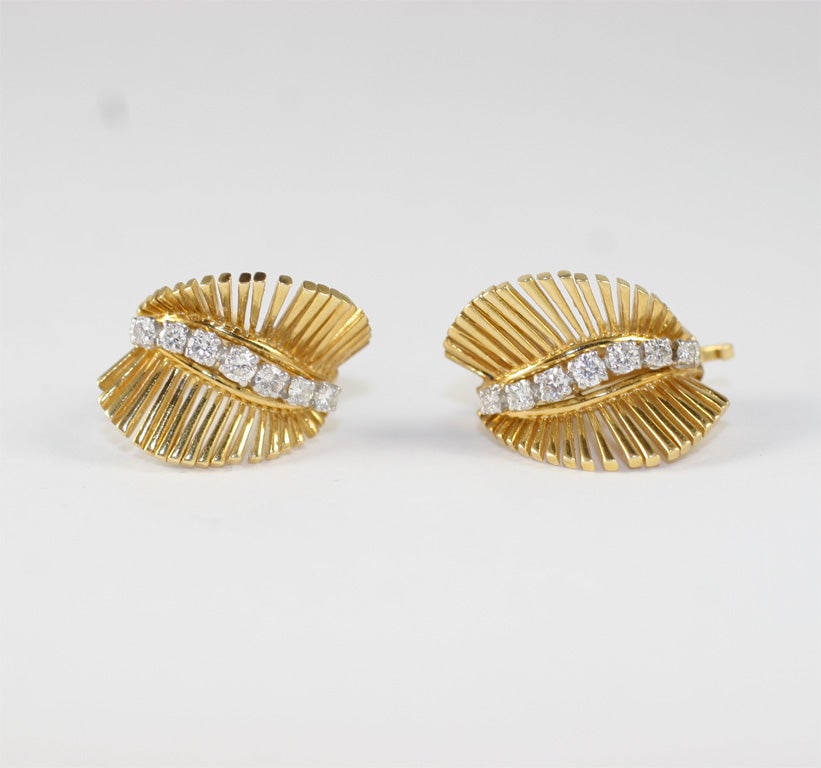 Tiffany & Co 18kt Yellow Gold , White Gold & Diamond Earings 4