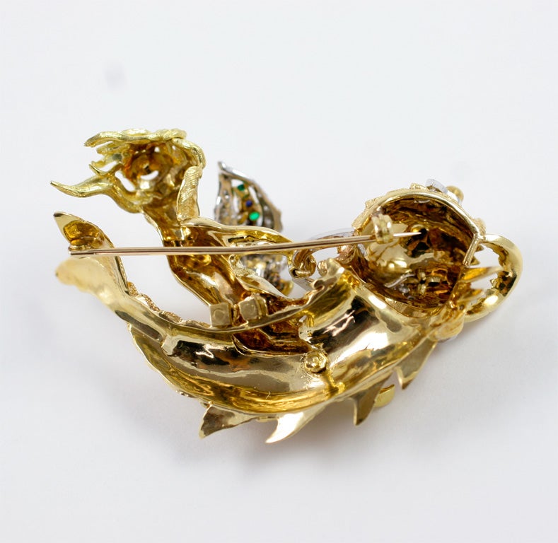 Golden Boy Riding on a Dolphin Brooch For Sale 3