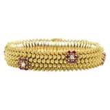 1940
s Ruby 
Diamond 
Couscous
 Flower Bracelet, 18 kt