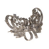 Lovely Art Deco Platinum and Diamond Double-Clip Brooch