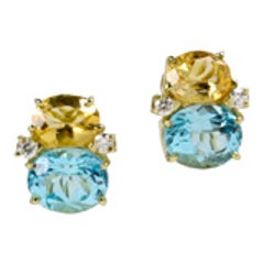 Medium GUM DROPâ„¢ Earrings with Citrine and Blue Topaz and Diamonds 11