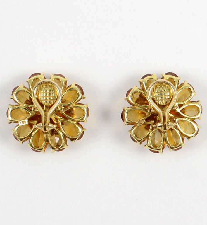 Women's Citrine Double Tier Flower Earrings with Diamond For Sale