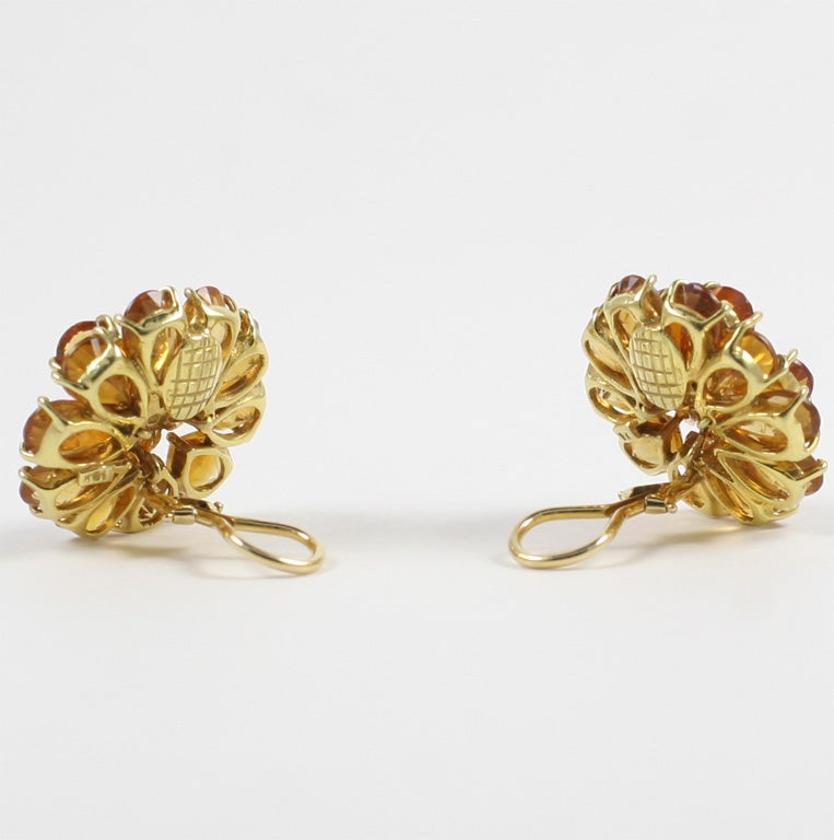 Citrine Double Tier Flower Earrings with Diamond For Sale 2