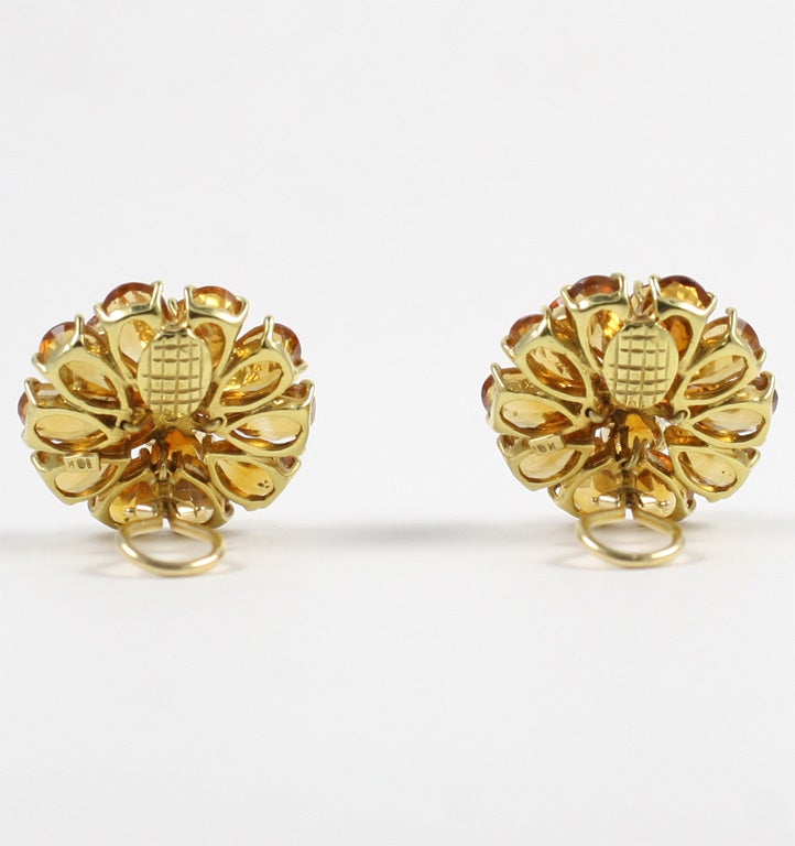 Citrine Double Tier Flower Earrings with Diamond For Sale 3
