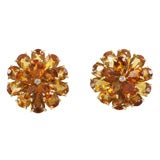 Citrine Double Tier Flower Earrings with Diamond 5