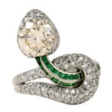 Unusual Diamond and Emerald Serpent Ring