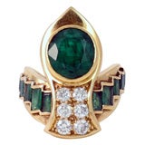 Important Egyptian-Inspired Boivin Emerald and Diamond Ring