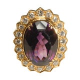 Fabulous and Large 18k Amethyst and Daimond Ring