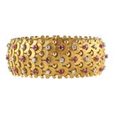 18kt Yellow Gold Ruby & Diamond Flexible Bracelet