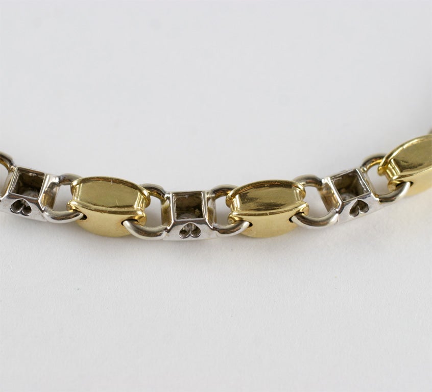 Collier en or blanc et jaune 18 carats et diamants Pour femmes en vente