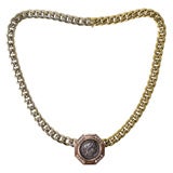 Bulgari Three color 18kt Gold & Diamond Coin Necklace