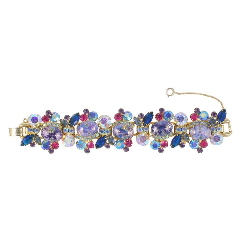 Juliana Rhinestone & Cabochon Bracelet, Costume Jewelry