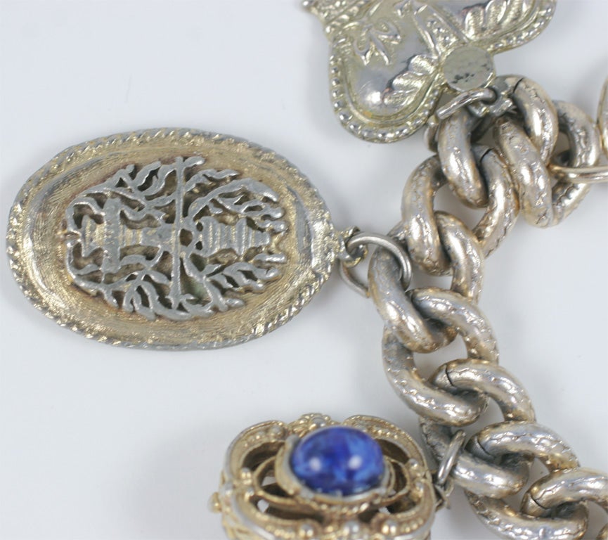 Bronzite & SIlvertone Face Charm Bracelet