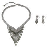 Smokey "Silver" Rhinestone Necklace and Earrings 9