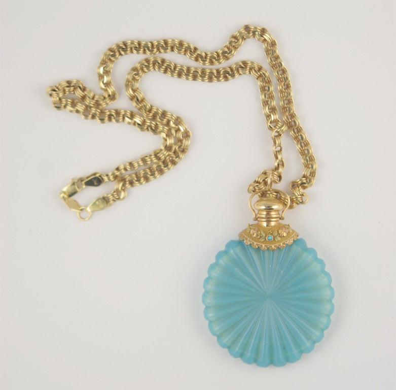 14K Box Link Chain with Victorian Fragrance Bottle Pendant
