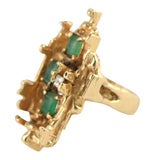 Handmade 14K Gold, Emerald, and Diamond Ring