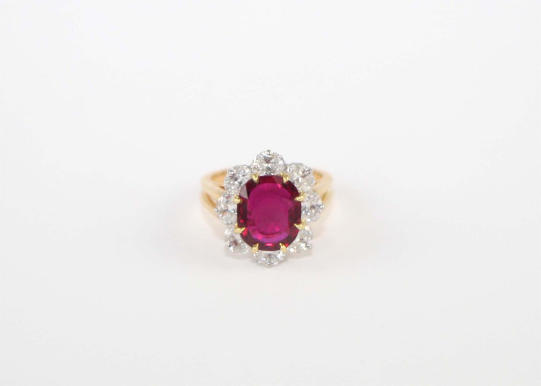 Ruby and Diamond Cluster Ring 1
