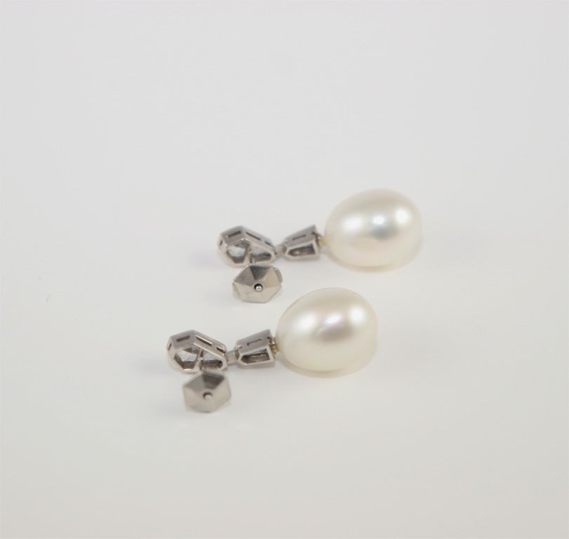 Women's South Sea Cultured Pearl & Diamond Earrings For Sale