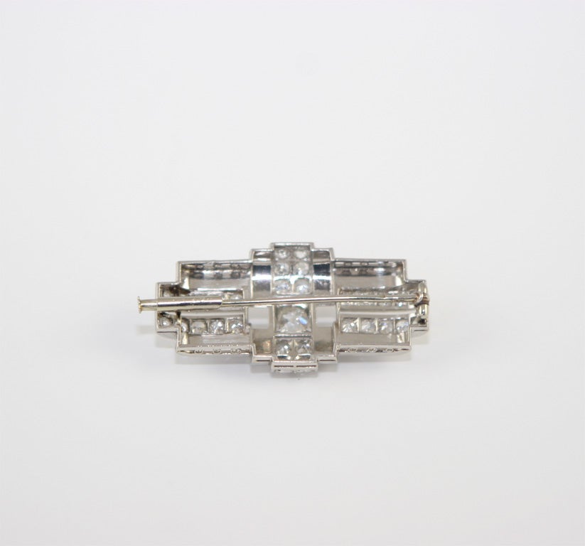 Women's DUSAUSOY Paris Art Deco Diamond Brooch For Sale