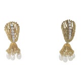 Retro 18K Gold, Diamond, and Seed Pearl Day-to-Night Earrings
