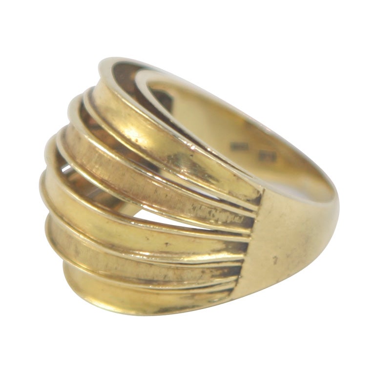 18K Gold Italian Dome Ring at 1stDibs
