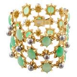 Chrysoprase and Black Pearl Bracelet by Tony Duquette