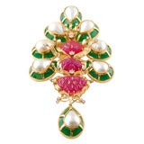 Ruby and Diamond Flame Brooch by Tony Duquette