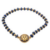 Lapis Lazuli Indian Bead with Angel Face Clasp necklace