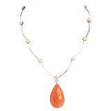 Vibrant Coral Drop Necklace