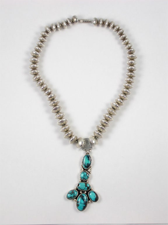 Sterling Silver and Turquoise Tibetan Necklace