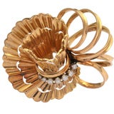 "Spiral" Form 18 ct. Gold and Diamond Brooch