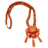 English Turn of the Century Coral and 14K Gold Necklace
