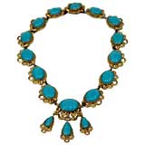 Victorian Turquoise Opaline Glass and Pinchbeck Necklace